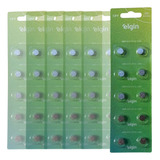 50 Baterias Alcalina Lr41 Elgin Botão 5 Cartelas C 10uni