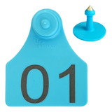 50 Brincos Médio Bezerro Gado Bovino Numerados 01 A 50 Cor Azul