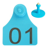 50 Brincos Médio Bezerro Gado Bovino Numerados 01 A 50 Cor Azul