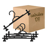 50 Cabides Plástico Preto Saia Calça C Presilhas Atacado