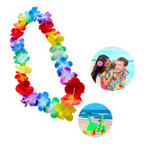 50 Colar Havaiano Flor Tropical Tecido Colorido Carnaval