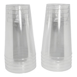 50 Copos Acrilico 300ml Lavável Descartável Cristal
