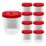 50 Frasco Coletor Universal Pote Urina 80 Ml Estéril