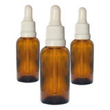 50 Frasco Gotejador Conta Gotas Vidro Âmbar 30ml Tampa Preta