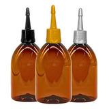 50 Frascos Âmbar Pet 100ml Com Bico Aplicador P Óleo Tintas