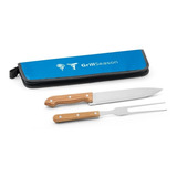 50 Kits Churrasco Aço Inox E Madeira 2 Peças Personalizados