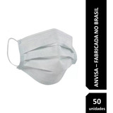 50 Máscara Tripla Tnt Descartável Branca C  Elástico Anvisa