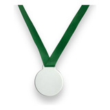 50 Medalhas Redondas 5cm Acrílico 2mm Fita Verde Escuro