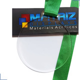 50 Medalhas Redondas 5cm Acrílico Cristal 2mm C Fita Verde