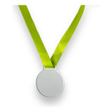 50 Medalhas Redondas 5cm Acrílico Cristal 2mm C Fita Verde