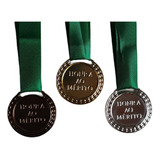 50 Medalhas Vitoria 35 Mm Ouro Prata Bronze Com Fita Cetim