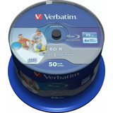 50 Mídias Verbatim Blu ray 25gb 6x Printable Bd r