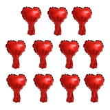 50 Mini Balão Metalizado Coração Vermelho