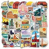50 Peças De Adesivos De Viagem De Cidade Vinil à Prova D água Famoso Pacote De Adesivos Para Garrafa De água Laptop Mala De Viagem Bagagem Carro Para Choque Guitarra Skate Diário