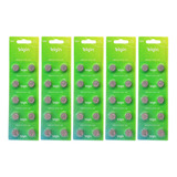 50 Pilha 5 Cartelas Baterias Lr44 A76 Ag13 Alcalina Elgin