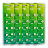 50 Pilhas Baterias Lr44 Elgin A76 Ag13 Alcalina 5 Cartelas