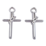 50 Pingentes Cruz De Fé De Metal Para Montagem De Bijuteria