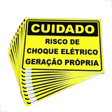 50 Placas Cuidado Risco De Choque Elétrico Geração Própria