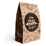 50 Sacos Kraft Tamanho Grande Delivery Hambúrguer Lanches