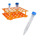 50 Tubo Falcon 15ml Tampa Azul Estante Rack P Falcon
