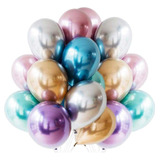 50 Unid Balão Bexiga Cromado Metalizado