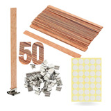 50 Unid Pavio De Madeira 50 Ilhos De Metal Para Velas Eco