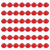 50 Unidades Miçangas Para Pulseiras Contas Soltas Rosa Vermelha Cristal Miçangas De Rosa Faça Você Mesmo Contas De Jóias De Flores Contas De Pequeno Componente Plástico