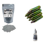 500 Esferas Airsoft 6mm + 10 Cilindros Co2 + Silicone