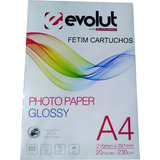 500 Folhas Papel Fotográfico Glossy Evolut 230g A4