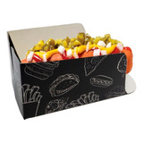 500 Pçs Embalagem Caixa Mini Hot Dog Cachorro Quente Preta