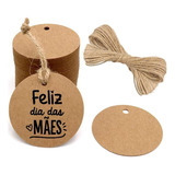 500 Tag Dia Das Mães Papel Kraft 4cm Com Cordão De Rami
