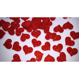500 Mini Coração Vermelho Glitter 2cm