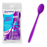 500un Colher Longa Plástica Açaí Sorvetes Strawplast 18cm