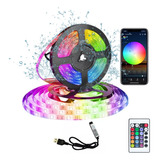 5050 Rgb Fita Led 16 Milhões Cores Bluetooth Controlador App E Controlador Infravermelho Ip65 5m Dc5v 110v 220v