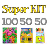 50cx Mini Giz De Cera + 50cx Massinha + 100forminhas Modelar