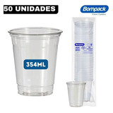 50un Copo Pet Cristal 354ml 12oz/98 Transparente Bompack