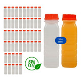 50un Garrafa Plástica 200ml Leitosa Com Tampa Lacre Laranja