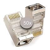 50x Conector RJ45 Cat6 Blindado Macho Plug Rede Gigabit Lan