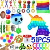 51 Pçs/set Pop It Fidget Sensorial Stress Relief Toys Kit