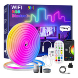 5m Fita Neon Led Wifi Rgb Fonte Controle Compatível Alexa