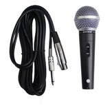 5pç Microfone Dinâmico Profissional C/fio Cabo 5mts Metal