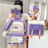 5pcs Versão Coreana Da Mochila Para Estudantes Do Ensino Méd