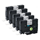 5x Fita Compativel Tze Tz-231 Rotulador Brother Branca 12mm