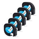5x Fitas 91200 10697 Para Rotulador Dymo Letratag Papel 12mm Cor Branco