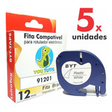 5x Fitas 91201 91331 Para Rotulador Dymo Letratag Plastica Cor Letra Preta / Fita Branca