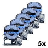 5x Fitas Lc-5bbp Compatível Para Rotulador Epson 18mm Azul Cor Letra Preto / Fita Azul
