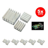 5x Kits C/ 3 Dissipadores De Calor Para Raspberry Pi 3 B B+ 