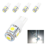 5x Lampada Led Pingo T10 Placa Ré Meia Luz 5 Led Carro Moto