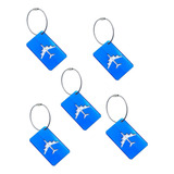 5x Tag De Mala Etiquetas De Bagagens Em Alumínio - Azul