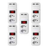 5x Adaptador Carregador Tomada Usb Dupla Intelbras Eac202